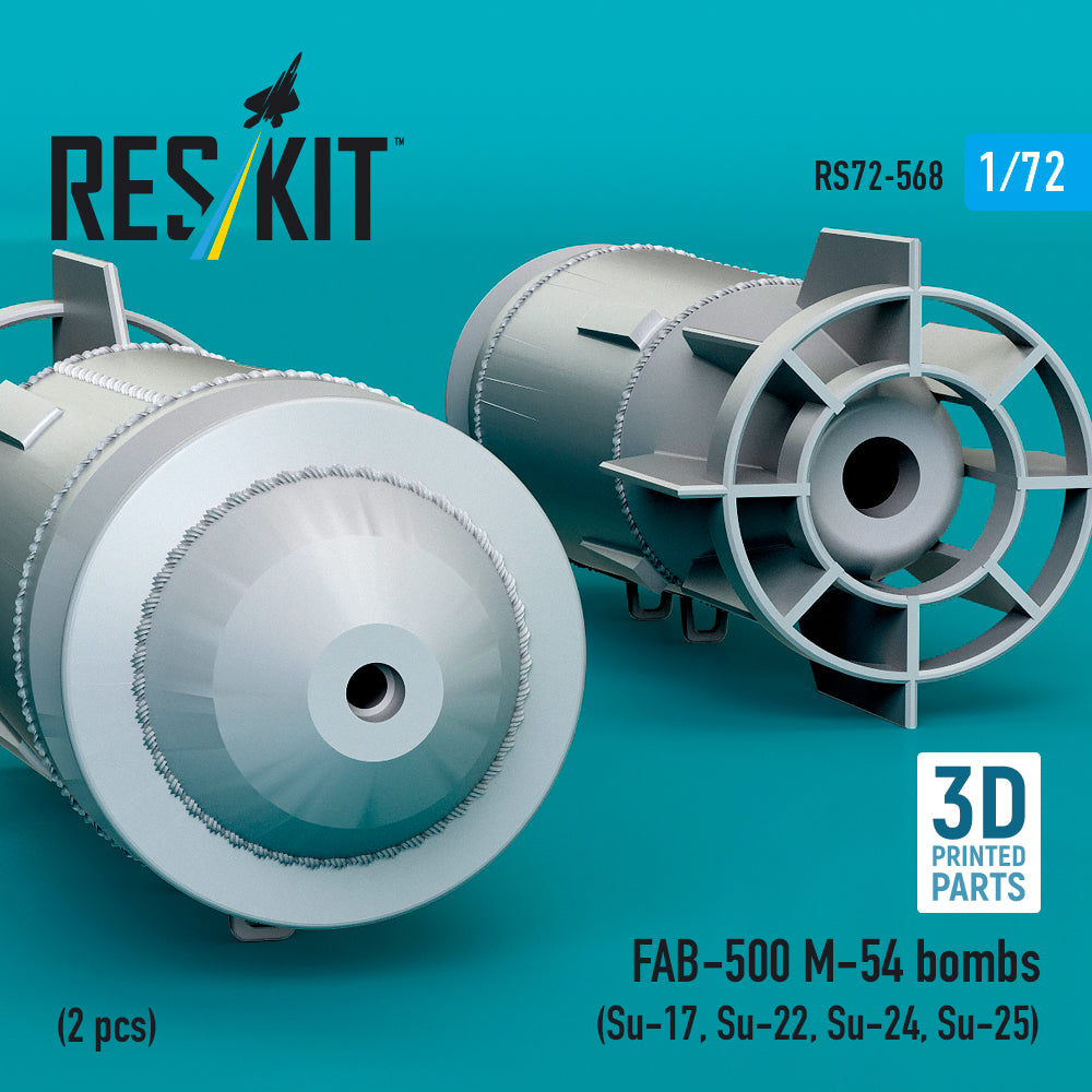 FAB-500 M-54 bombs (2 pcs) (Su-17, Su-22, Su-24, Su-25) (3D Printed) Scale 1:72 ResKit RS72-0568