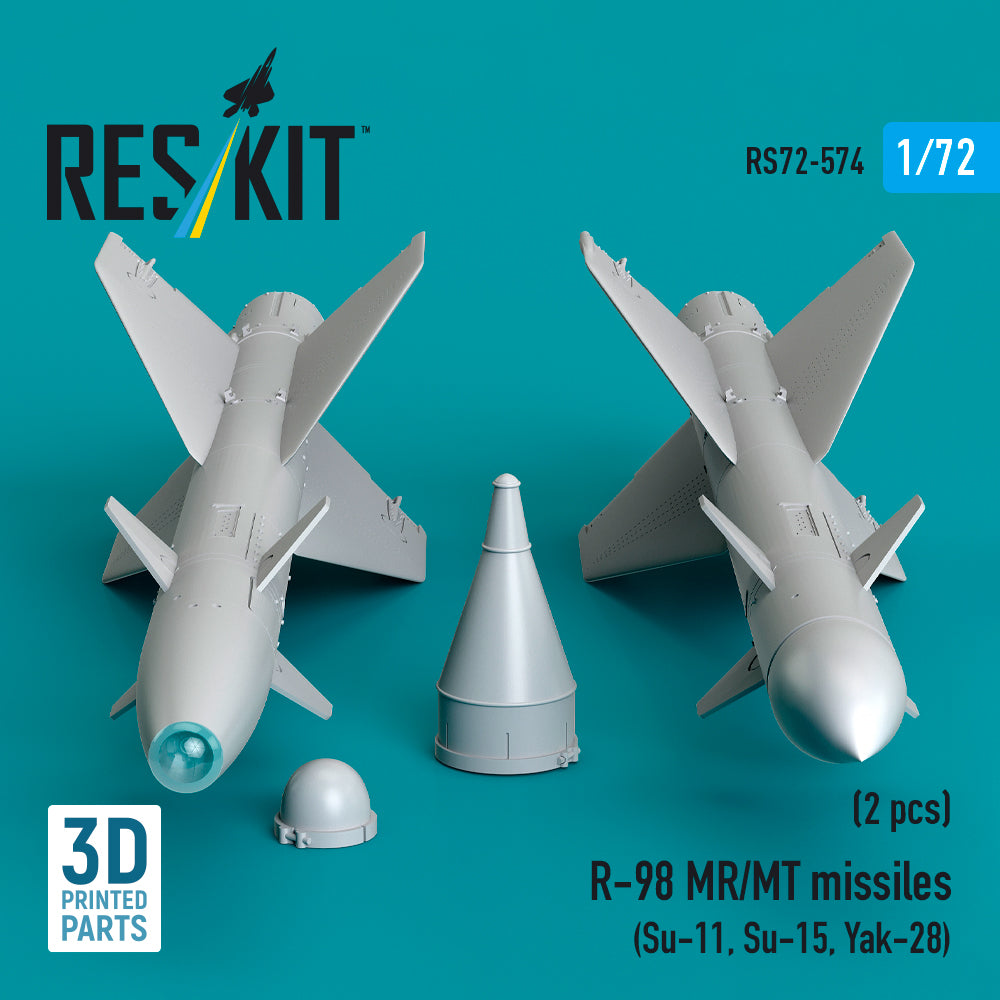 R-98 MR/MT missiles (2 pcs) (Su-11, Su-15, Yak-28) (3D Printed) Scale 1:72 ResKit RS72-0574