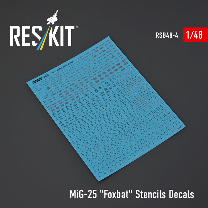 MiG-25 Foxbat Stencils Decals Scale 1:48 ResKit RSB48-0004