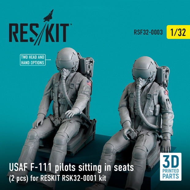USAF F-111 pilots sitting in seats (2 pcs) for RESKIT RSK32-0002 kit (3D Printing) Scale 1:32 ResKit RSF32-0003 for Figurines for Aircraft Model Kit