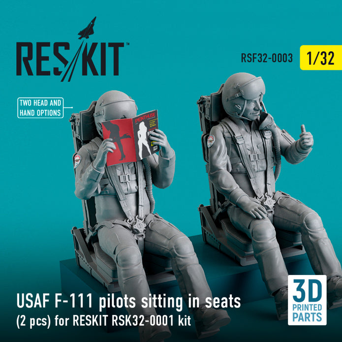 USAF F-111 pilots sitting in seats (2 pcs) for RESKIT RSK32-0002 kit (3D Printing) Scale 1:32 ResKit RSF32-0003 for Figurines for Aircraft Model Kit