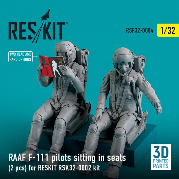 RAAF F-111 pilots sitting in seats (2 pcs) for RESKIT RSK32-0002 kit (3D Printing) Scale 1:32 ResKit RSF32-0004 for Figurines for Aircraft Model Kit