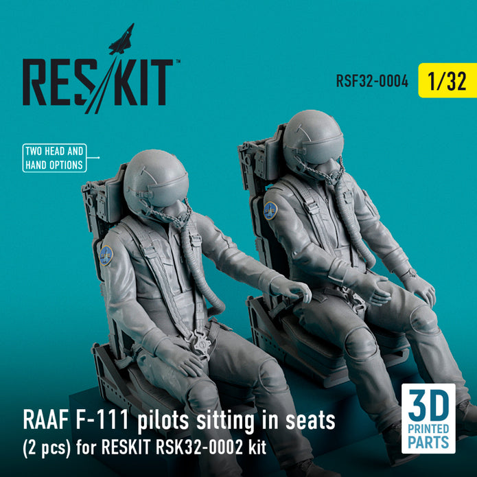 RAAF F-111 pilots sitting in seats (2 pcs) for RESKIT RSK32-0002 kit (3D Printing) Scale 1:32 ResKit RSF32-0004 for Figurines for Aircraft Model Kit