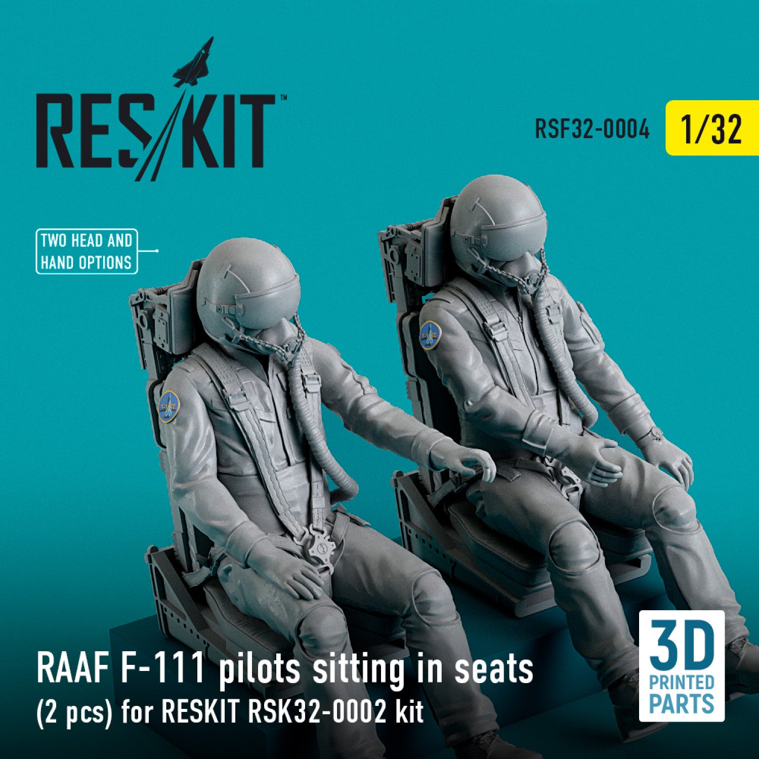 RAAF F-111 pilots sitting in seats (2 pcs) for RESKIT RSK32-0002 kit (3D Printing) Scale 1:32 ResKit RSF32-0004 for Figurines for Aircraft Model Kit