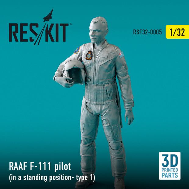 RAAF F-111 pilot (in a standing position- type 1) (3D Printing) Scale 1:32 ResKit RSF32-0005 for Figurines for Aircraft Model Kit