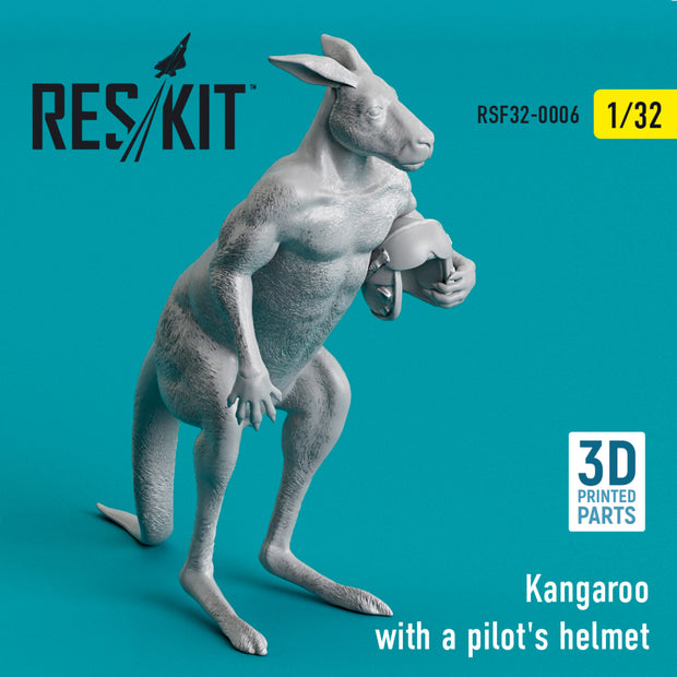 Kangaroo with a pilot's helmet (3D Printed) Scale 1:32 ResKit RSF32-0006 for Figurines for Aircraft Model Kit