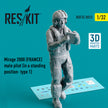 Dassault Mirage 2000 (FRANCE) male pilot (in a standing position- type 1) (3D Printed) Scale 1:32 ResKit RSF32-0013 for Figurines for Aircraft Model Kit