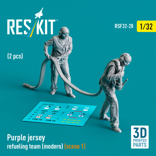 Purple jersey refueling team (modern) (scene 1) (2 pcs) (3D Printed) Scale 1:32 ResKit RSF32-0028 for Figurines for Aircraft Model Kit
