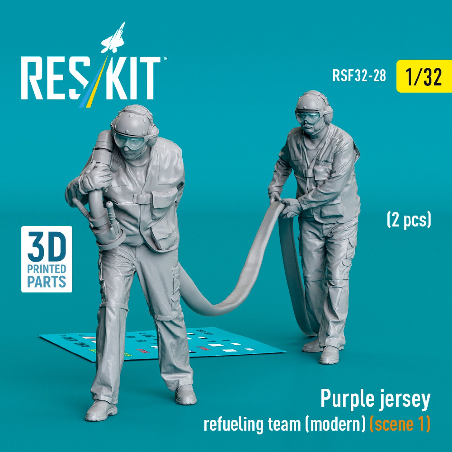 Purple jersey refueling team (modern) (scene 1) (2 pcs) (3D Printed) Scale 1:32 ResKit RSF32-0028 for Figurines for Aircraft Model Kit