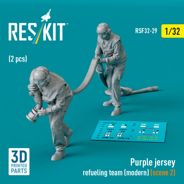 Purple jersey refueling team (modern) (scene 2) (2 pcs) (3D Printed) Scale 1:32 ResKit RSF32-0029 for Figurines for Aircraft Model Kit