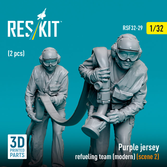 Purple jersey refueling team (modern) (scene 2) (2 pcs) (3D Printed) Scale 1:32 ResKit RSF32-0029 for Figurines for Aircraft Model Kit