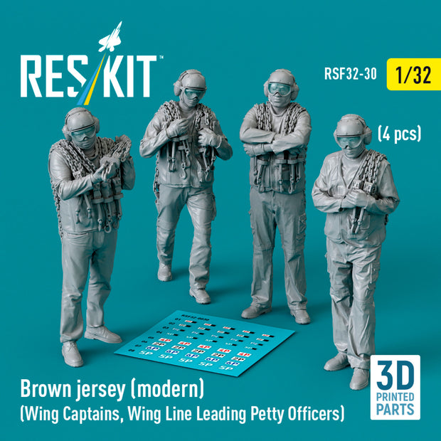 Brown jersey (modern) (Wing Captains, Wing Line Leading Petty Officers) (4 pcs) (3D Printed) Scale 1:32 ResKit RSF32-0030 for Figurines for Aircraft Model Kit