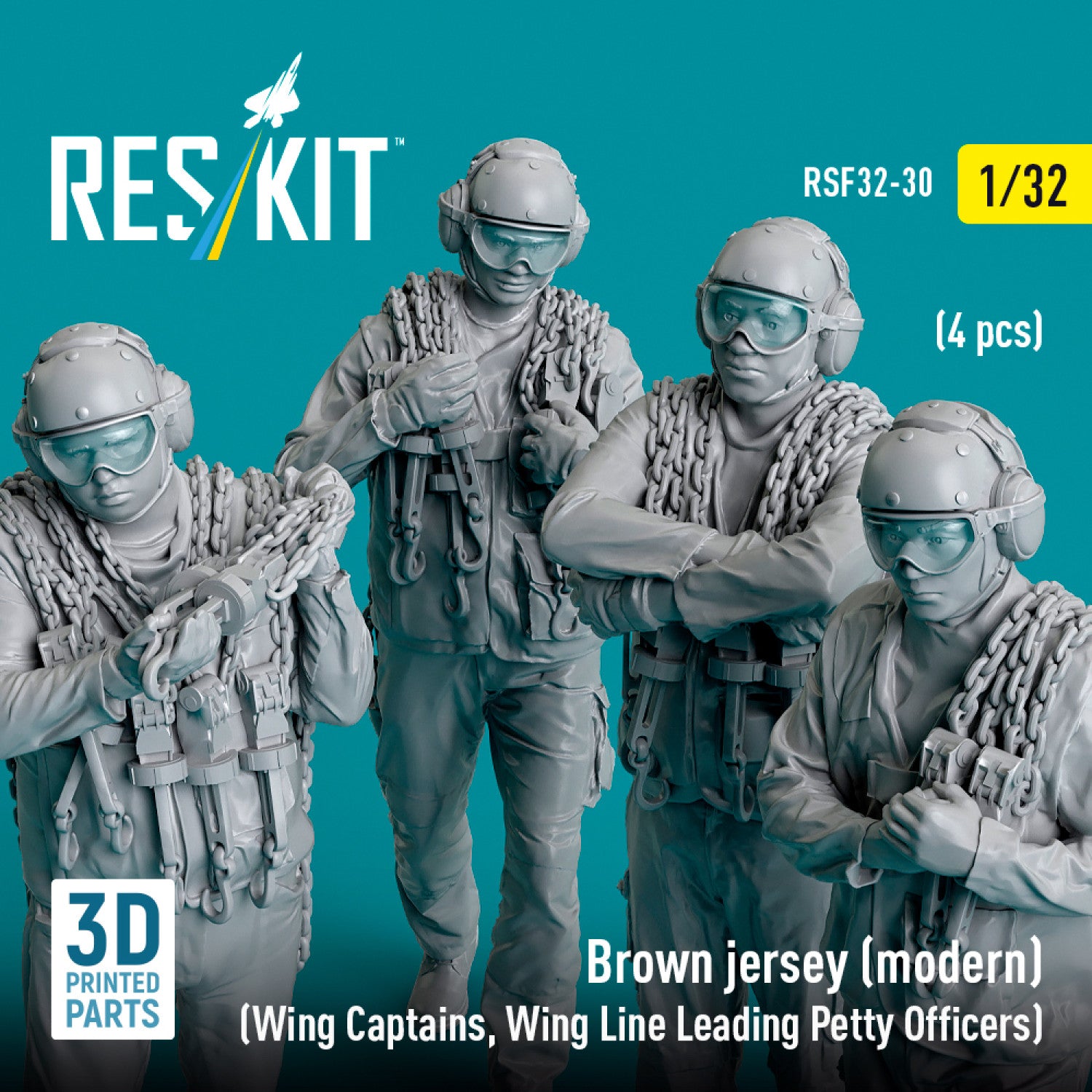 Brown jersey (modern) (Wing Captains, Wing Line Leading Petty Officers) (4 pcs) (3D Printed) Scale 1:32 ResKit RSF32-0030 for Figurines for Aircraft Model Kit