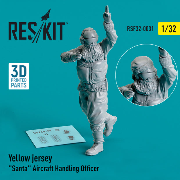 Yellow jersey Santa Aircraft Handling Officer (1 pcs) (3D Printed) Scale 1:32 ResKit RSF32-0031 for Figurines for Aircraft Model Kit