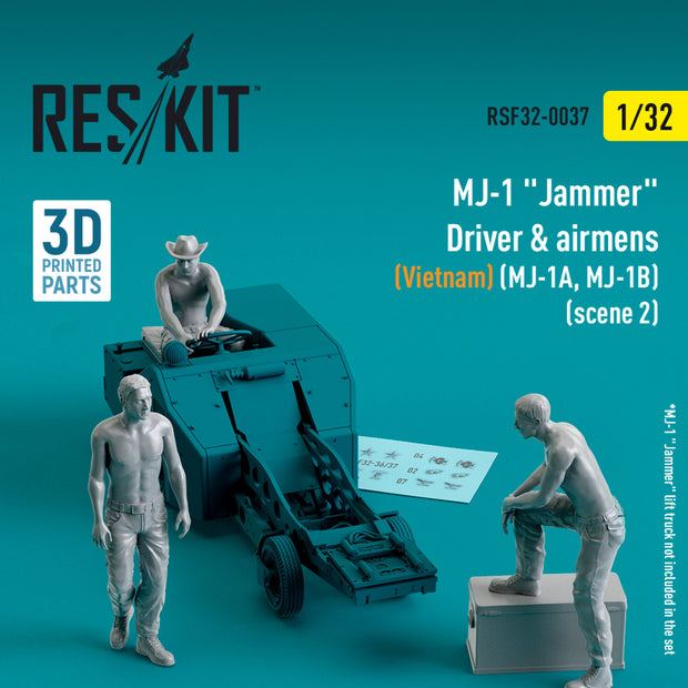 MJ-1 Jammer Driver & airmens (Vietnam) (MJ-1A,MJ-1B) (scene 2) (3 pcs) (3D Printed) Scale 1:32 ResKit RSF32-0037 for Figurines for Aircraft Model Kit