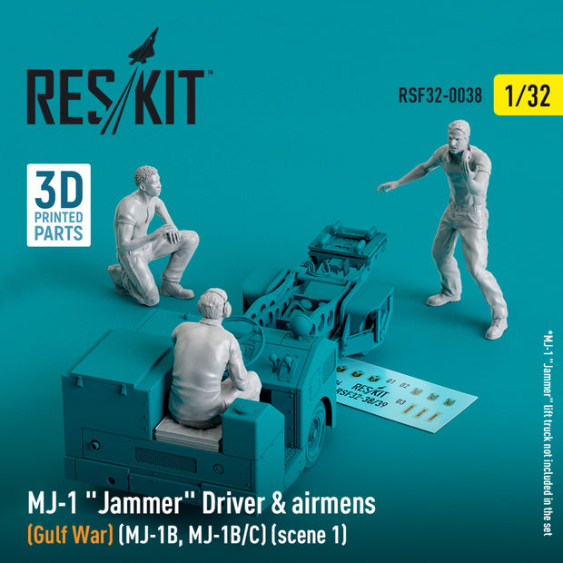 MJ-1 Jammer Driver & airmens (Gulf War) (MJ-1B, MJ-1B/C) (scene 1) (3 pcs) (3D Printed) Scale 1:32 ResKit RSF32-0038 for Figurines for Aircraft Model Kit