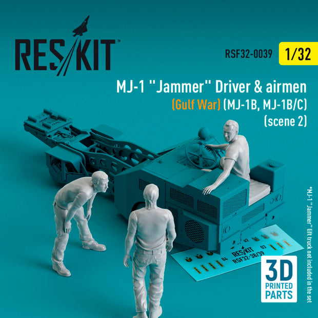 MJ-1 Jammer Driver & airmens (Gulf War) (MJ-1B, MJ-1B/C) (scene 2) (3 pcs) (3D Printed) Scale 1:32 ResKit RSF32-0039 for Figurines for Aircraft Model Kit