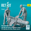 Aircraft mechanics with Red Top Missile (on transport trolley) (EE Lightning, Sea Vixen, Hawker Hunter) (2 pcs) (3D Printed) Scale 1:32 ResKit RSF32-0046 for Figurines for Aircraft Model Kit