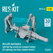 Aircraft mechanics with Red Top Missile (on transport trolley) (EE Lightning, Sea Vixen, Hawker Hunter) (2 pcs) (3D Printed) Scale 1:32 ResKit RSF32-0046 for Figurines for Aircraft Model Kit
