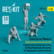 Green jersey (Modern) (Right position from the aircraft) Catapult and Arresting Gear Crews, Air Wing Maintenance Personnel, Air Wing Quality Control Personnel (4 pcs) (3D Printed) Scale 1:32 ResKit RSF32-0047 for Figurines for Aircraft Model Kit