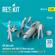 US Aircraft mechanics with SUU-23 20mm gun pod (open & close gun bay) on transport trolley (scene 1) (3 pcs) (3D Printed) Scale 1:32 ResKit RSF32-0049 for Figurines for Aircraft Model Kit