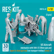 US Aircraft mechanics with SUU-23 20mm gun pod (open & close gun bay) on transport trolley (scene 1) (3 pcs) (3D Printed) Scale 1:32 ResKit RSF32-0049 for Figurines for Aircraft Model Kit