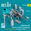 British Aircraft mechanics with SUU-23 20mm gun pod (open & close gun bay) on on transport trolley (scene 1) (3 pcs) (3D Printed) Scale 1:32 ResKit RSF32-0050 for Figurines for Aircraft Model Kit
