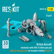 British Aircraft mechanics with SUU-23 20mm gun pod (open & close gun bay) on on transport trolley (scene 1) (3 pcs) (3D Printed) Scale 1:32 ResKit RSF32-0050 for Figurines for Aircraft Model Kit