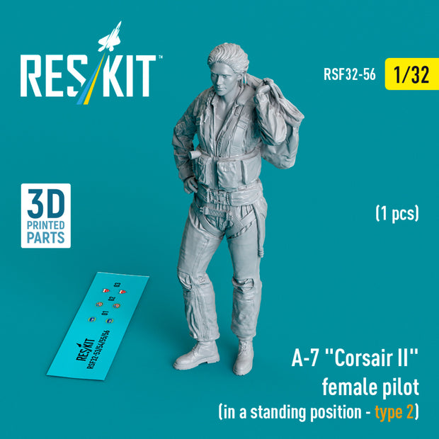 LTV A-7 Corsair II female pilot (in a standing position - type 2) (1 pcs) (3D Printed) Scale 1:32 ResKit RSF32-0056 for Figurines for Aircraft Model Kit