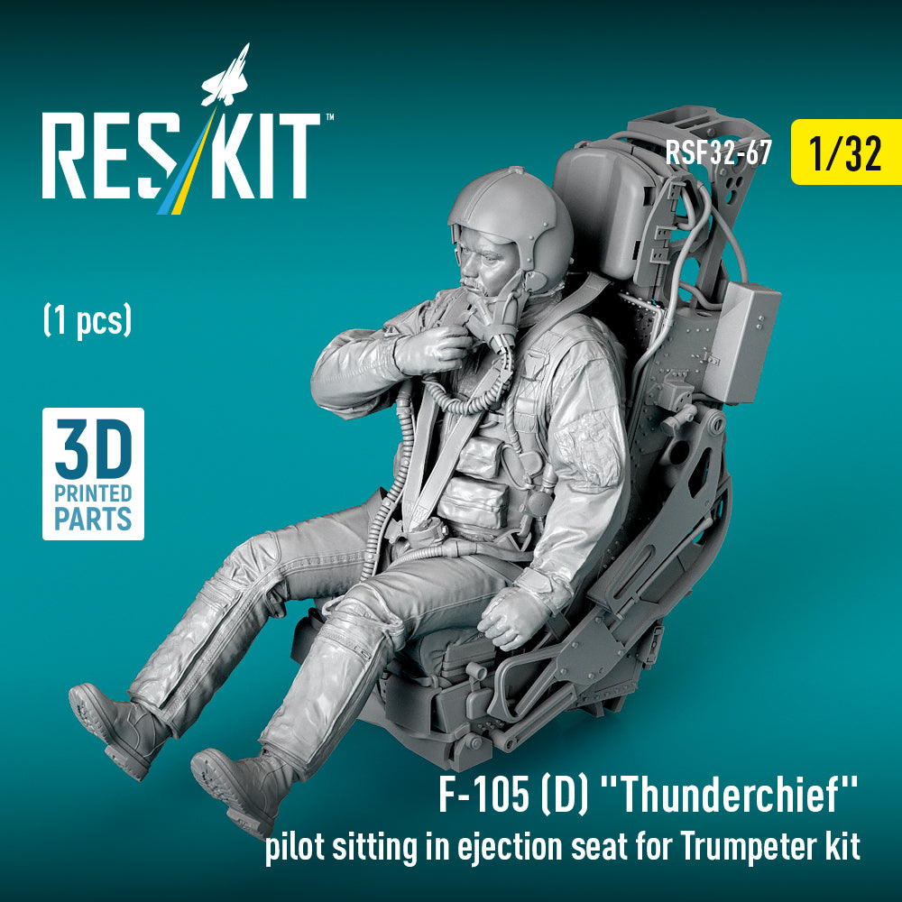 F-105D Thunderchief pilot sitting in ejection seat for Trumpeter kit (1 pcs) (3D Printed) Scale 1:32 ResKit RSF32-0067