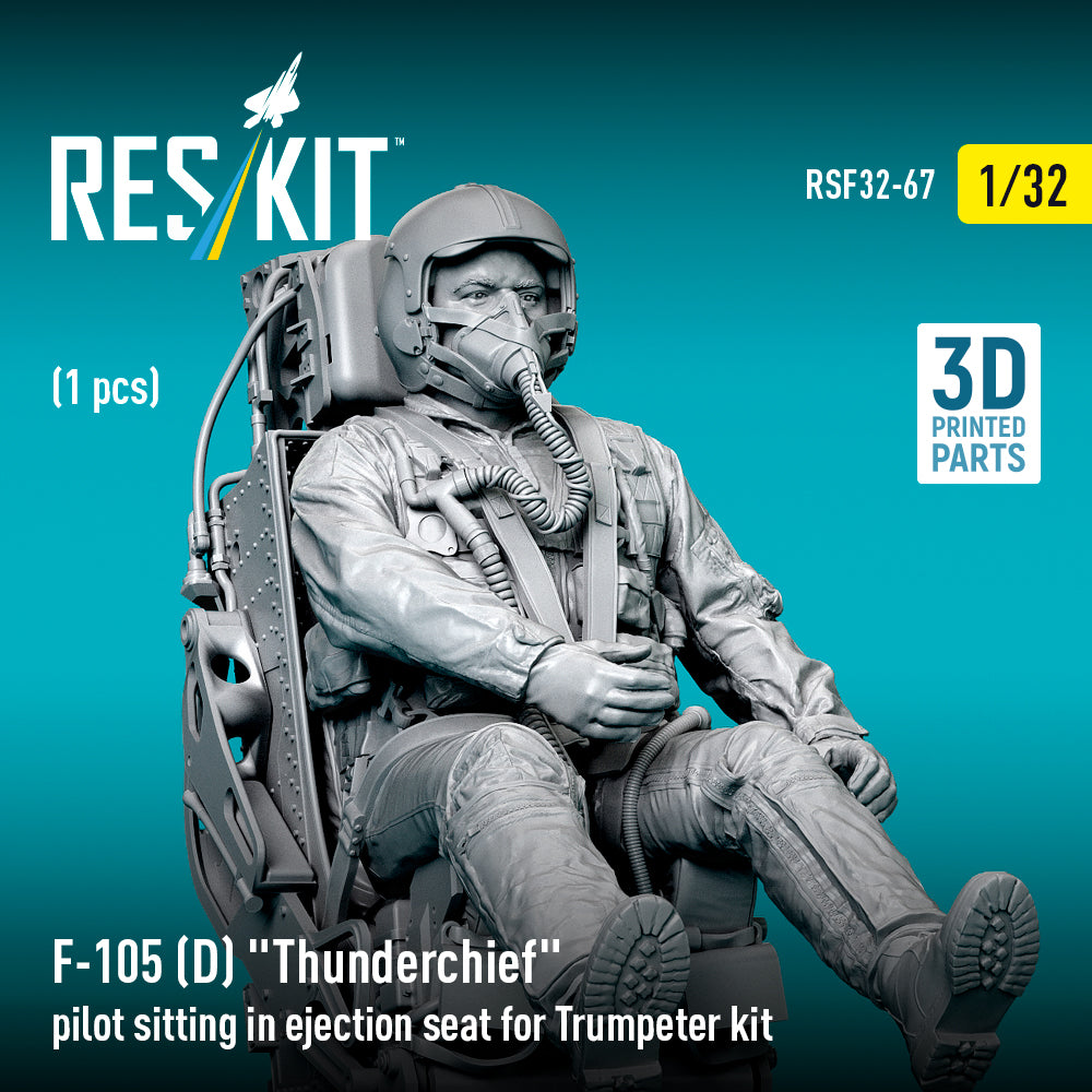 F-105D Thunderchief pilot sitting in ejection seat for Trumpeter kit (1 pcs) (3D Printed) Scale 1:32 ResKit RSF32-0067