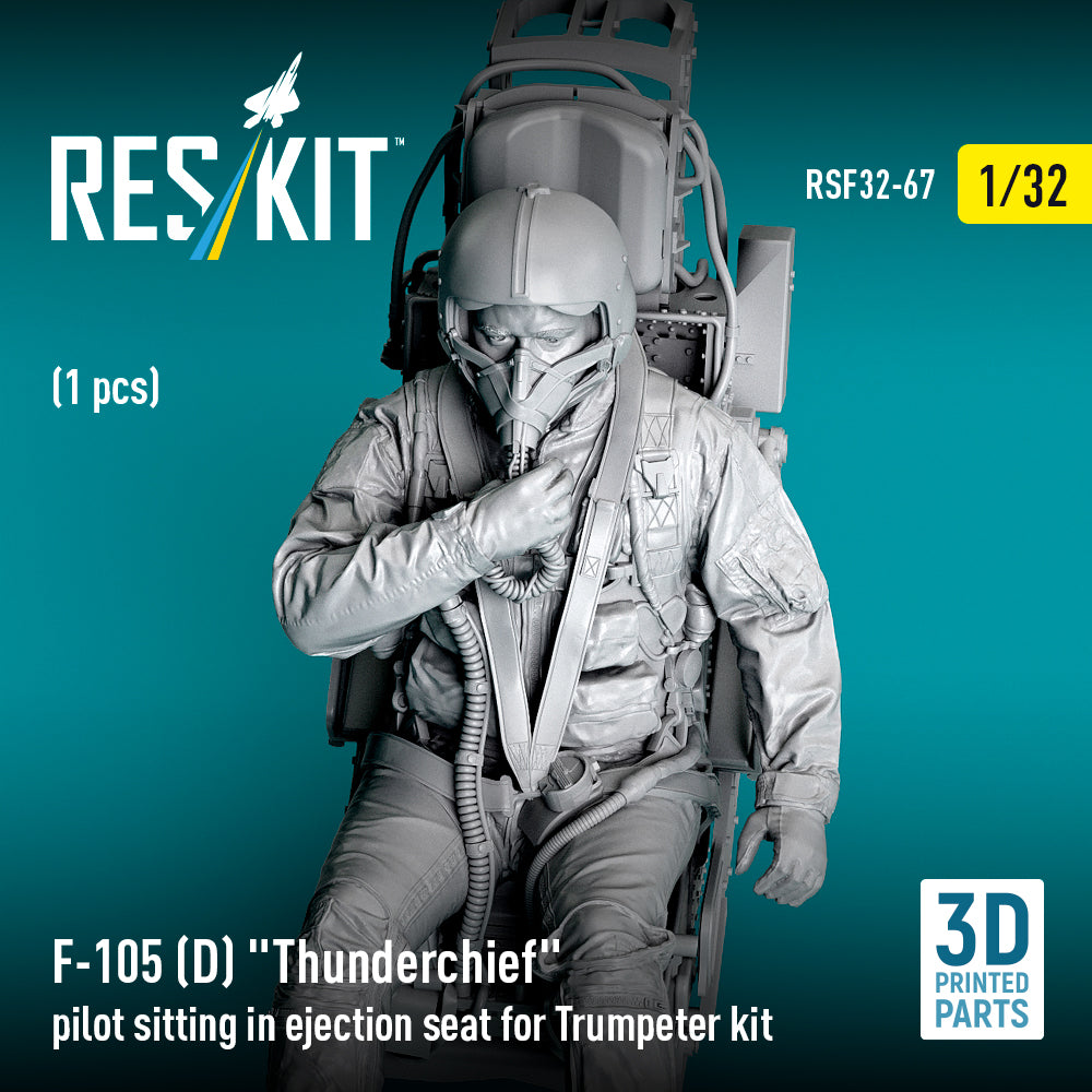 F-105D Thunderchief pilot sitting in ejection seat for Trumpeter kit (1 pcs) (3D Printed) Scale 1:32 ResKit RSF32-0067