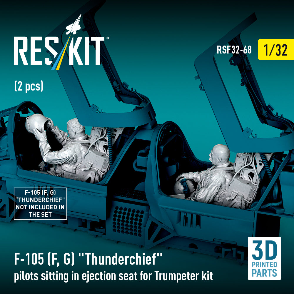F-105F/G Thunderchief pilots sitting in ejection seat for Trumpeter kit (2 pcs) (3D Printed) Scale 1:32 ResKit RSF32-0068