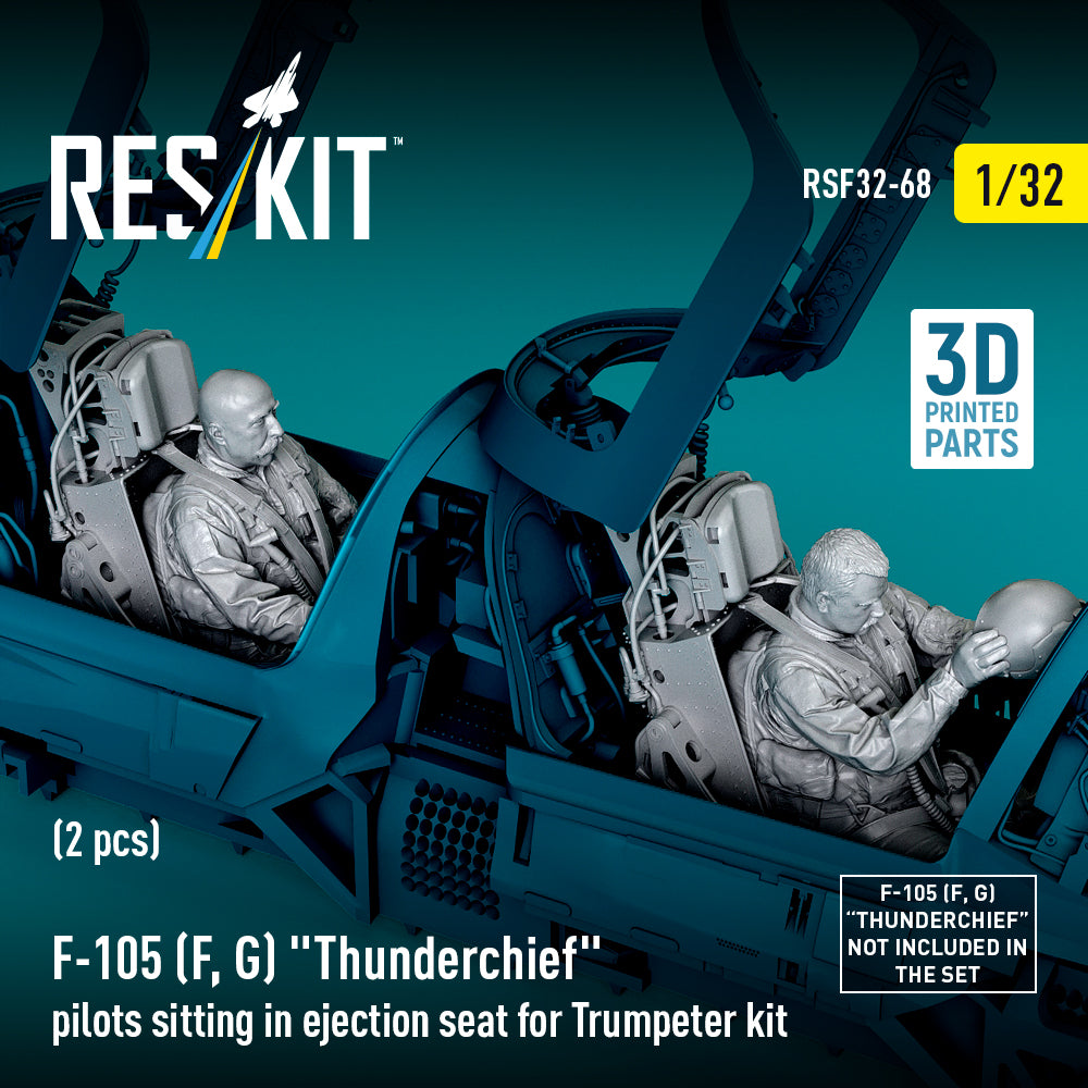 F-105F/G Thunderchief pilots sitting in ejection seat for Trumpeter kit (2 pcs) (3D Printed) Scale 1:32 ResKit RSF32-0068