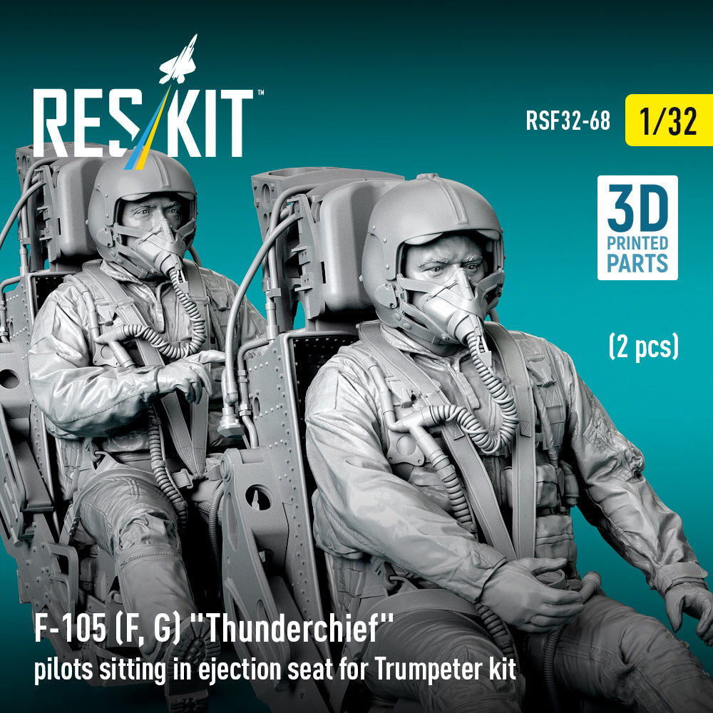 F-105F/G Thunderchief pilots sitting in ejection seat for Trumpeter kit (2 pcs) (3D Printed) Scale 1:32 ResKit RSF32-0068