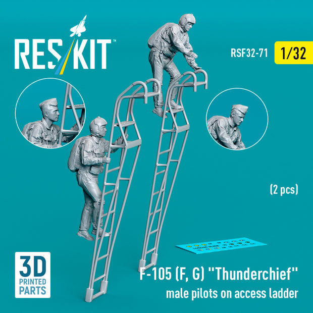 Republic F-105 (F, G) Thunderchief male pilots on Access Ladder (2 pcs) (3D Printed) Scale 1:32 ResKit RSF32-0071 for Figurines for Aircraft Model Kit