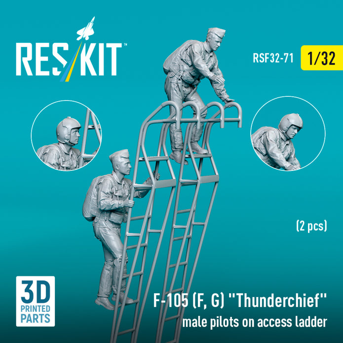 Republic F-105 (F, G) Thunderchief male pilots on Access Ladder (2 pcs) (3D Printed) Scale 1:32 ResKit RSF32-0071 for Figurines for Aircraft Model Kit
