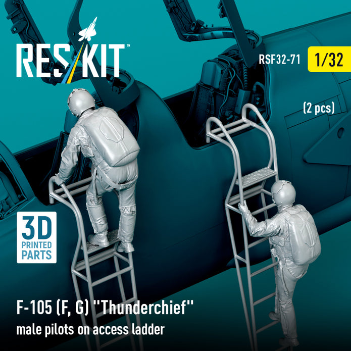 Republic F-105 (F, G) Thunderchief male pilots on Access Ladder (2 pcs) (3D Printed) Scale 1:32 ResKit RSF32-0071 for Figurines for Aircraft Model Kit