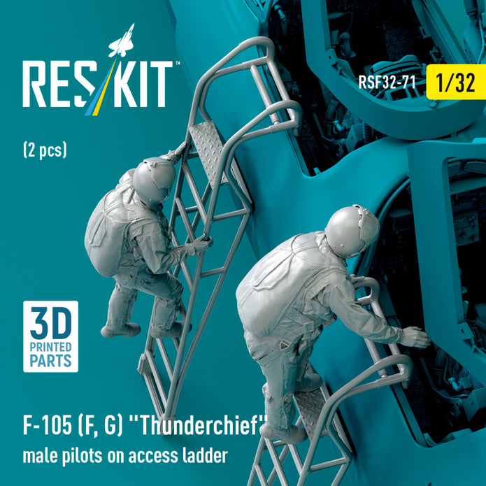 Republic F-105 (F, G) Thunderchief male pilots on Access Ladder (2 pcs) (3D Printed) Scale 1:32 ResKit RSF32-0071 for Figurines for Aircraft Model Kit