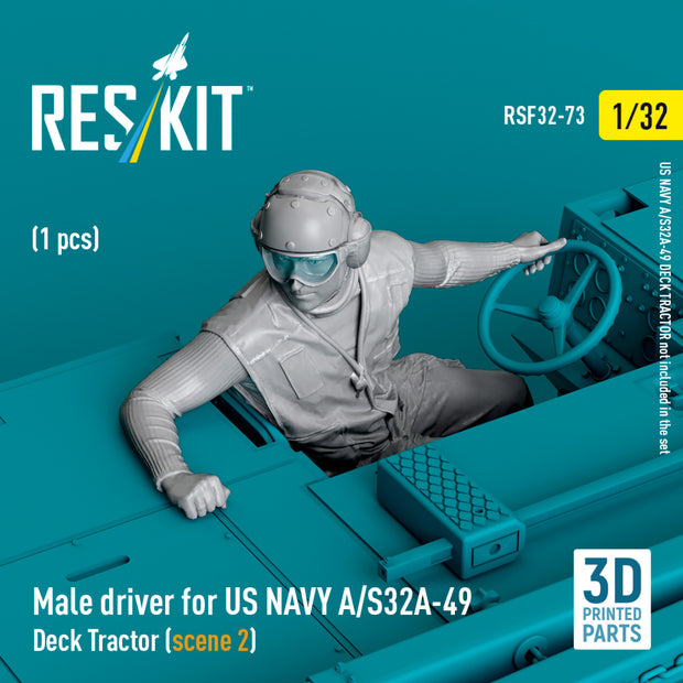 Male driver for US NAVY A/S32A-49 Deck Tractor (scene 2) (1 pcs) (3D Printed) Scale Figurines 1:32 ResKit RSF32-0073 for Figurines for Aircraft / Helicopters Model Kit