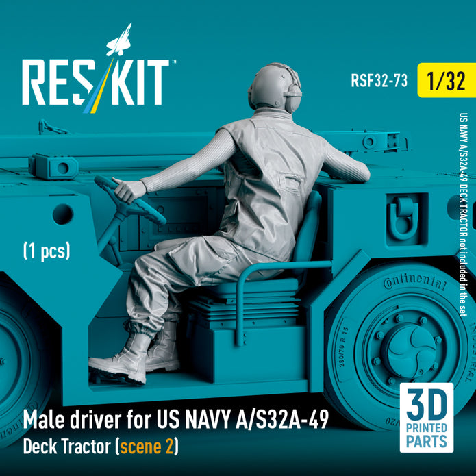 Male driver for US NAVY A/S32A-49 Deck Tractor (scene 2) (1 pcs) (3D Printed) Scale Figurines 1:32 ResKit RSF32-0073 for Figurines for Aircraft / Helicopters Model Kit
