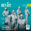 One busy day carrier crew on deck (scene 1) (6 pcs) (3D Printed) Scale 1:32 ResKit RSF32-0075 for Figurines for Aircraft Model Kit