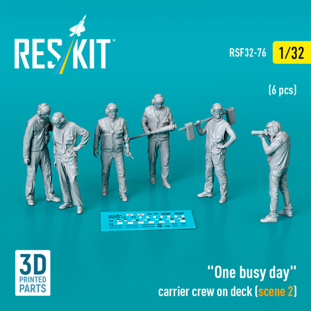 One busy day carrier crew on deck (scene 2) (6 pcs) (3D Printed) Scale 1:32 ResKit RSF32-0076 for Figurines for Aircraft Model Kit
