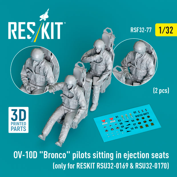 North American OV-10D Bronco Pilots Sitting in Ejection Seats (2 pcs) (only for RESKIT RSU32-0169 & RSU32-0170) (3D Printed) Scale 1:32 ResKit RSF32-0077 for Aircraft Model Kit