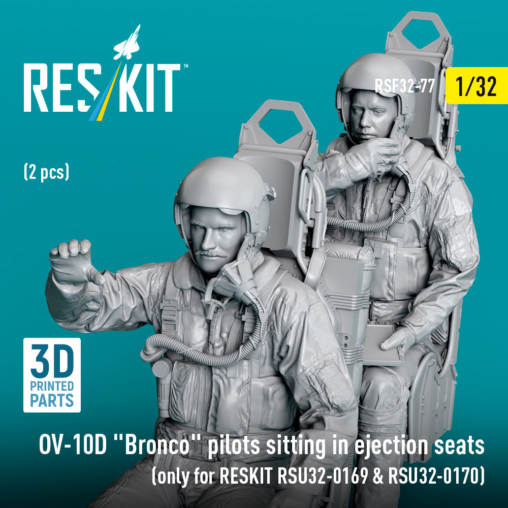North American OV-10D Bronco Pilots Sitting in Ejection Seats (2 pcs) (only for RESKIT RSU32-0169 & RSU32-0170) (3D Printed) Scale 1:32 ResKit RSF32-0077 for Aircraft Model Kit