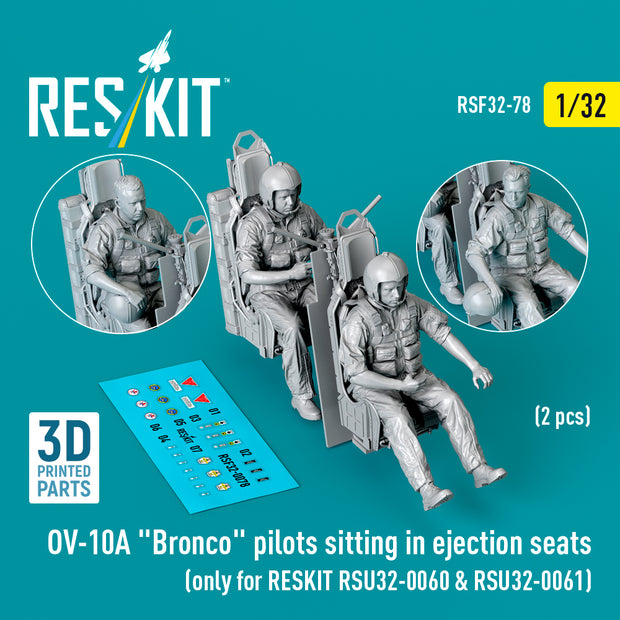 North American OV-10A Bronco Pilots Sitting in Ejection Seats (2 pcs) (only for RESKIT RSU32-0060 & RSU32-0061) (3D Printed) Scale 1:32 ResKit RSF32-0078 for Aircraft Model Kit