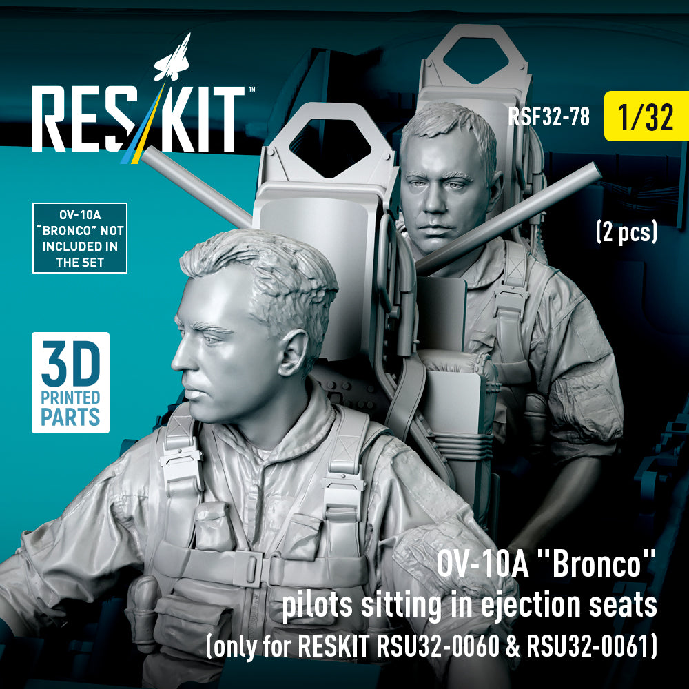 North American OV-10A Bronco Pilots Sitting in Ejection Seats (2 pcs) (only for RESKIT RSU32-0060 & RSU32-0061) (3D Printed) Scale 1:32 ResKit RSF32-0078 for Aircraft Model Kit
