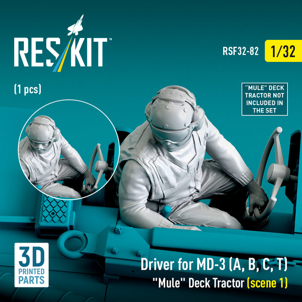 Driver for MD-3 (A, B, C, T) Mule Deck Tractor (scene 1) (1 pcs) (3D Printed) Scale 1:32 ResKit RSF32-0082