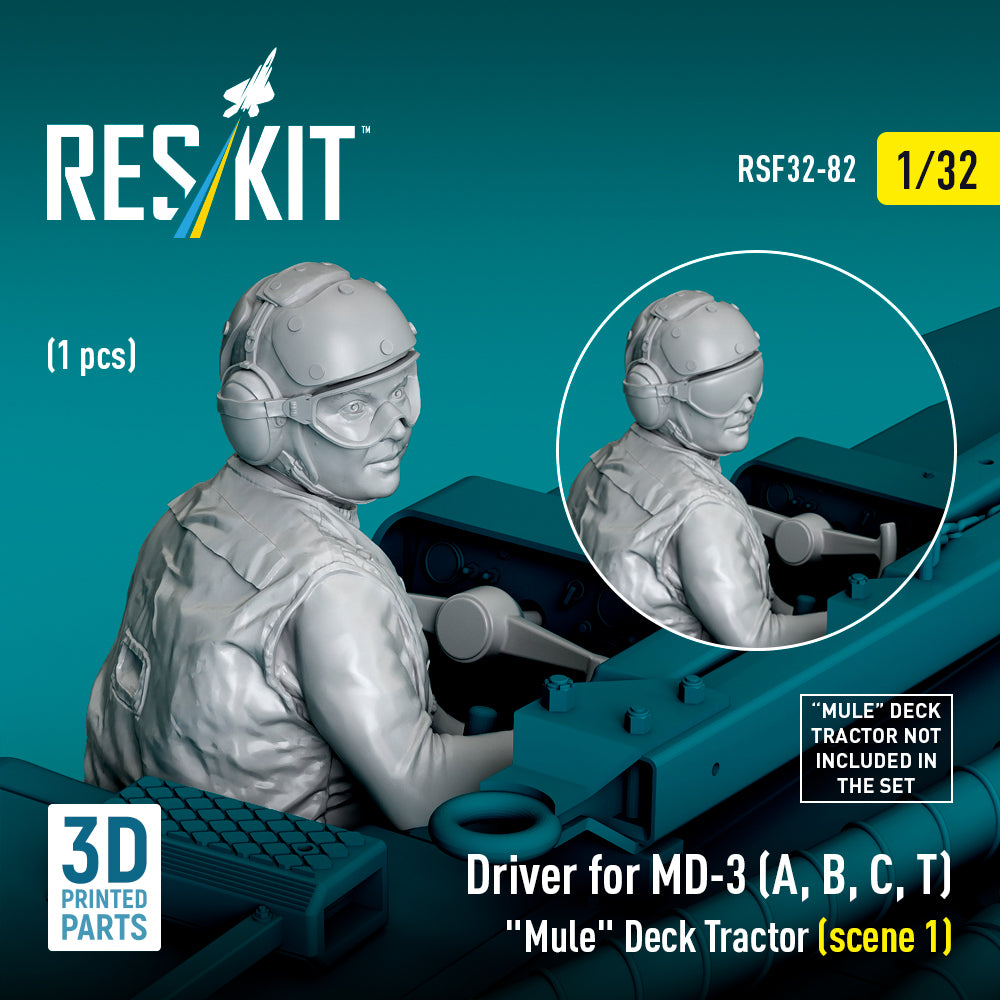 Driver for MD-3 (A, B, C, T) Mule Deck Tractor (scene 1) (1 pcs) (3D Printed) Scale 1:32 ResKit RSF32-0082