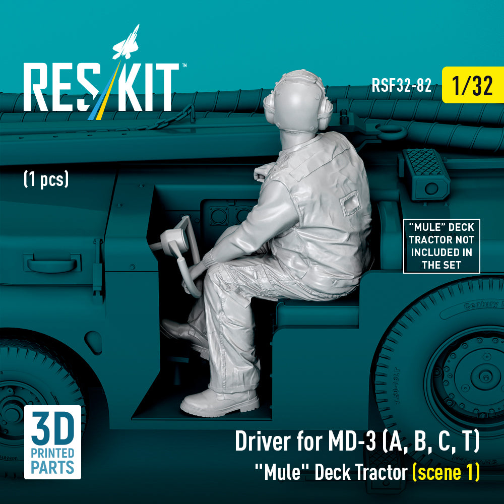 Driver for MD-3 (A, B, C, T) Mule Deck Tractor (scene 1) (1 pcs) (3D Printed) Scale 1:32 ResKit RSF32-0082